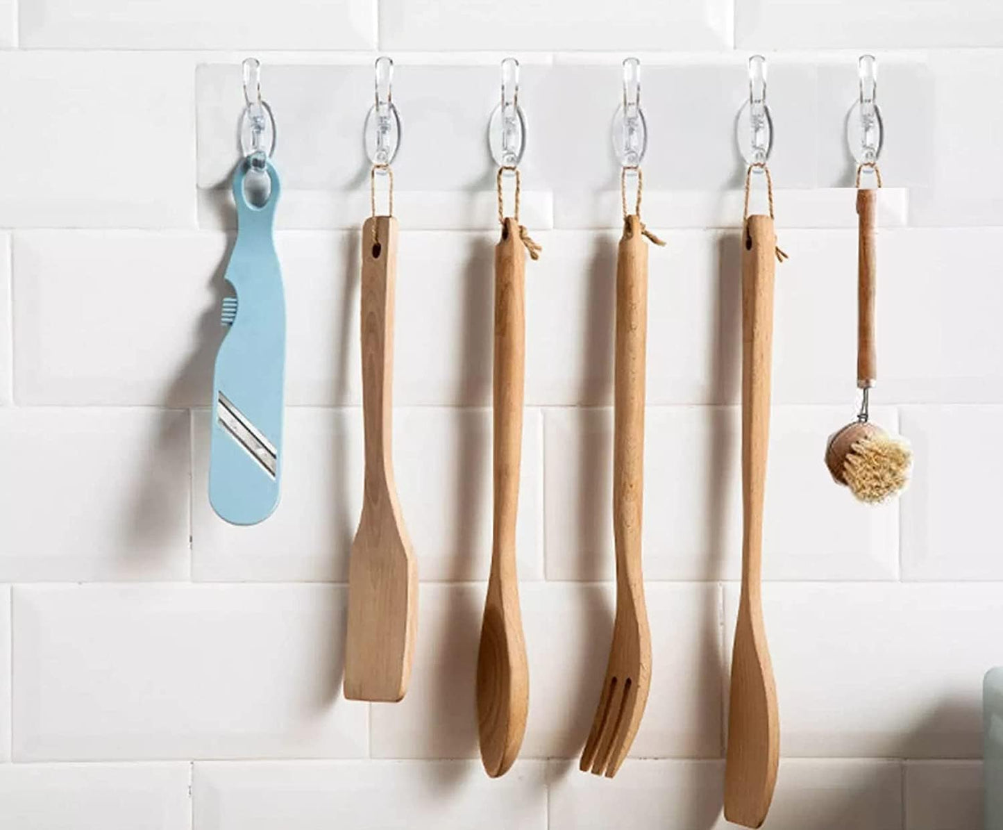 (3 قطع) علّاقات الحائط اللاصقة الشفافة 6 في 1