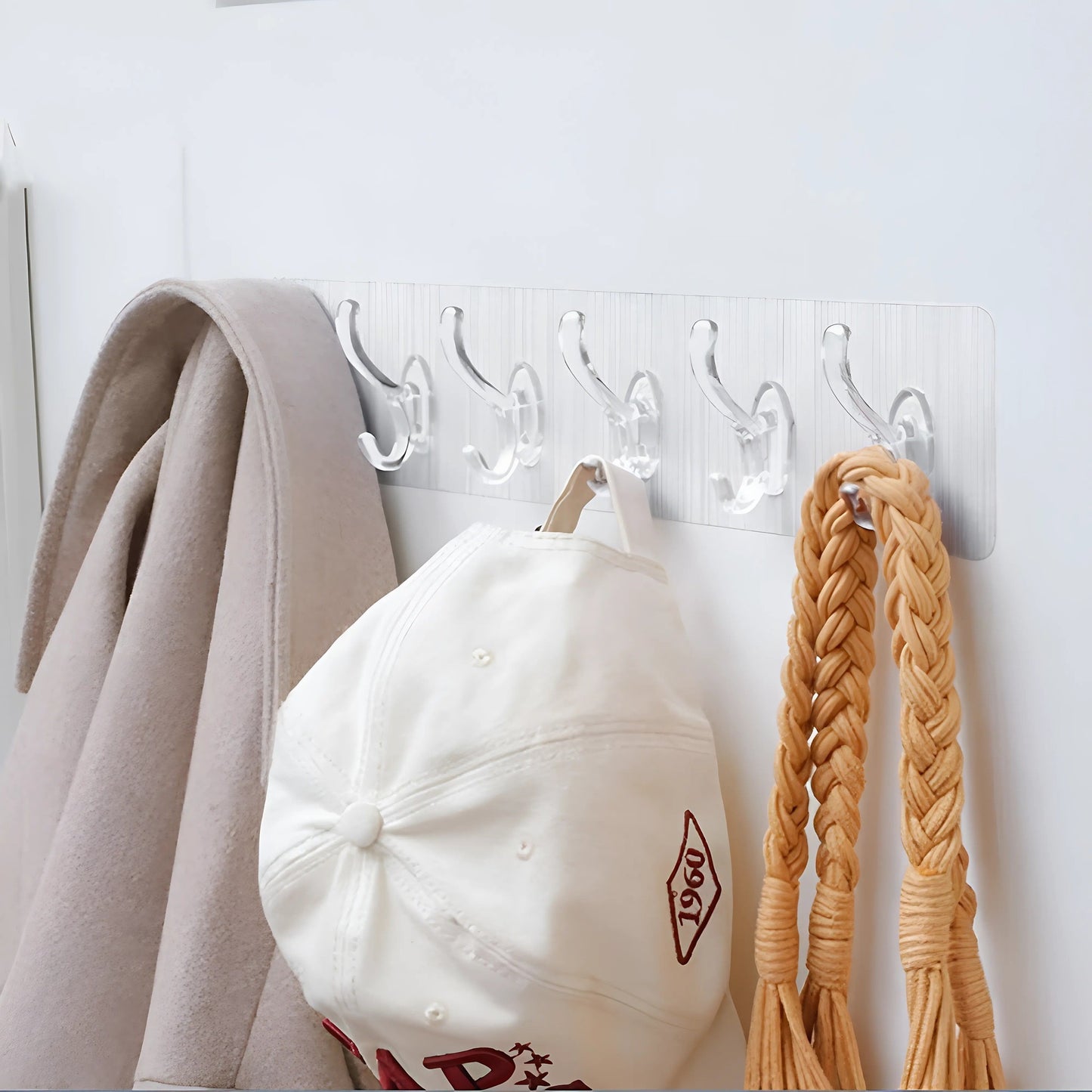 (3 قطع) علّاقات الحائط اللاصقة الشفافة 6 في 1