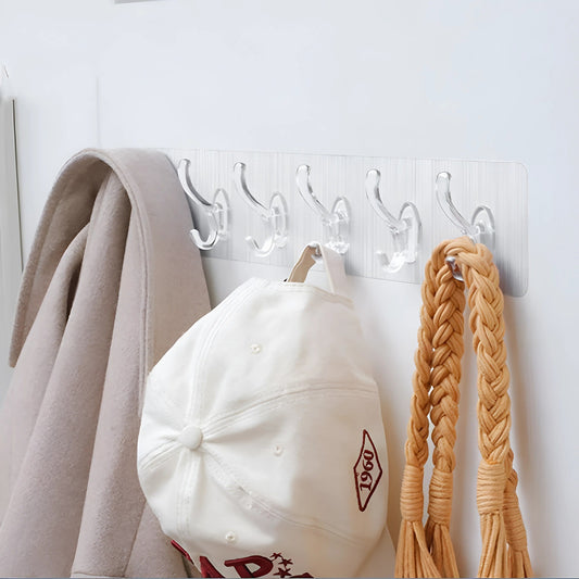 (3 قطع) علّاقات الحائط اللاصقة الشفافة 6 في 1